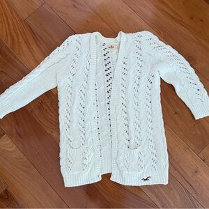 Hollister Cream Cable Knit Cardigan